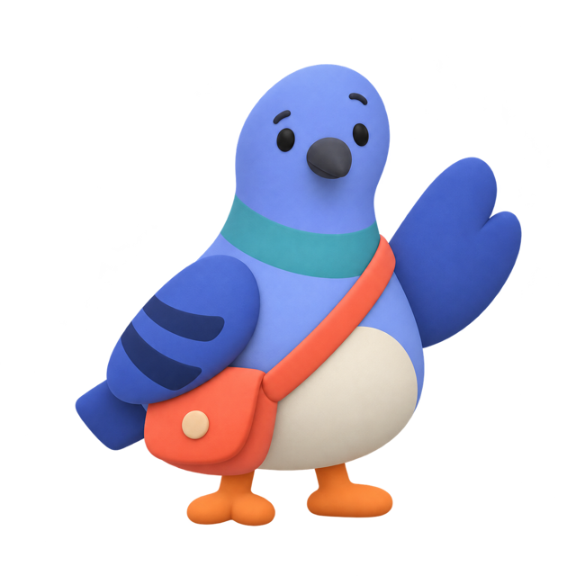 Pip the pigeon, waving